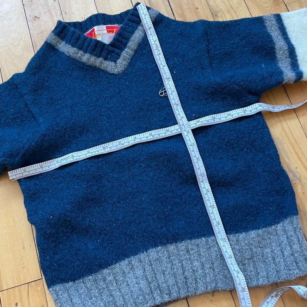 Diesel Knitwear V Neck Sweater Blue Grey Stripe Boys Size L. Felted. Shrunk - Picture 11 of 11